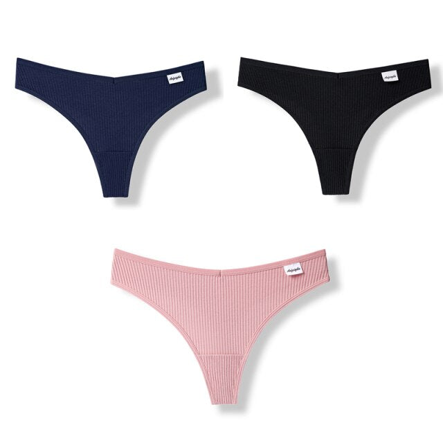 3PCS/Set G-string Panties Cotton Women's Underwear Sexy Panties Female Underpants Thong Solid Color Pantys Lingerie M-XL Design
