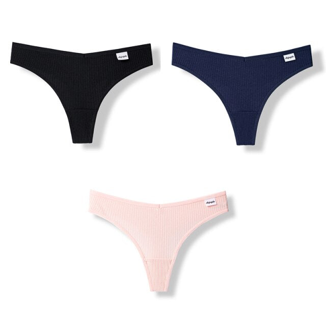 3PCS/Set G-string Panties Cotton Women's Underwear Sexy Panties Female Underpants Thong Solid Color Pantys Lingerie M-XL Design