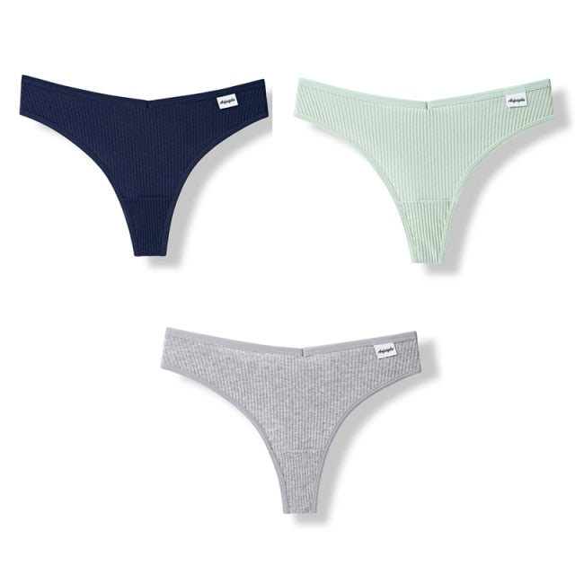 3PCS/Set G-string Panties Cotton Women's Underwear Sexy Panties Female Underpants Thong Solid Color Pantys Lingerie M-XL Design