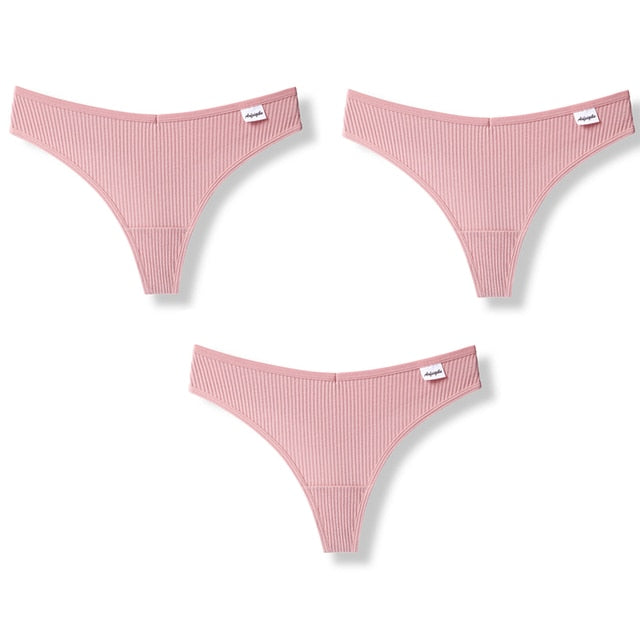 3PCS/Set G-string Panties Cotton Women's Underwear Sexy Panties Female Underpants Thong Solid Color Pantys Lingerie M-XL Design