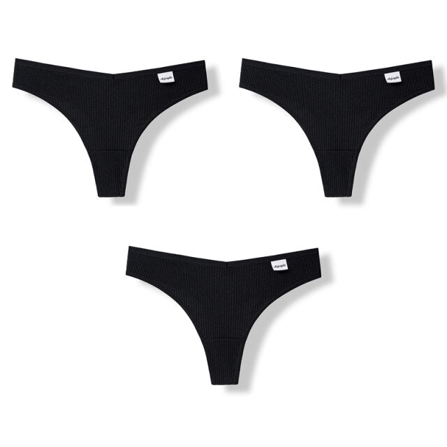 3PCS/Set G-string Panties Cotton Women's Underwear Sexy Panties Female Underpants Thong Solid Color Pantys Lingerie M-XL Design