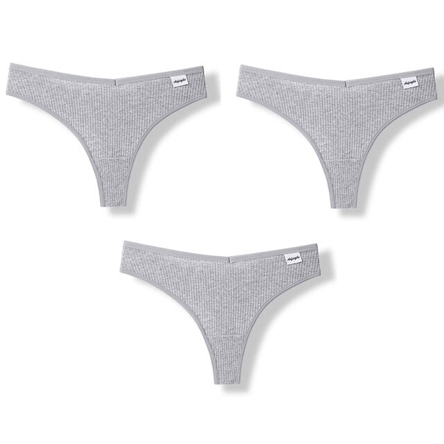 3PCS/Set G-string Panties Cotton Women's Underwear Sexy Panties Female Underpants Thong Solid Color Pantys Lingerie M-XL Design