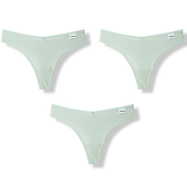 3PCS/Set G-string Panties Cotton Women's Underwear Sexy Panties Female Underpants Thong Solid Color Pantys Lingerie M-XL Design