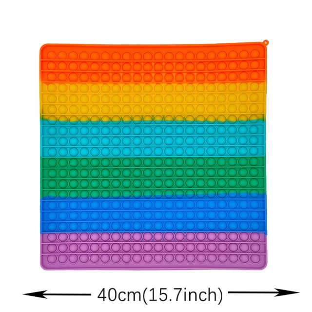 Big Size 40CM 50CM Rainbow Square Push Bubble Fidget Toys Adult Stress Relief Toy Antistress Squeeze Gift 20CM 30CM XL XXL XXXL