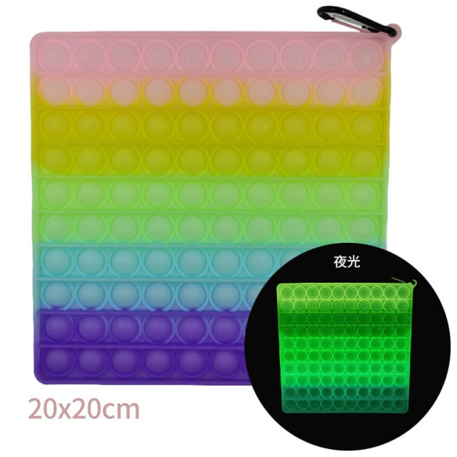 Big Size 40CM 50CM Rainbow Square Push Bubble Fidget Toys Adult Stress Relief Toy Antistress Squeeze Gift 20CM 30CM XL XXL XXXL