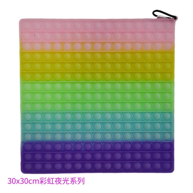 Big Size 40CM 50CM Rainbow Square Push Bubble Fidget Toys Adult Stress Relief Toy Antistress Squeeze Gift 20CM 30CM XL XXL XXXL