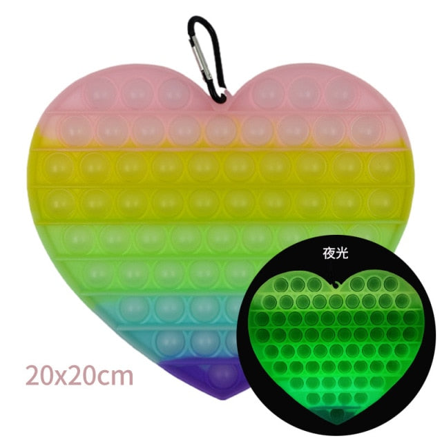 Big Size 40CM 50CM Rainbow Square Push Bubble Fidget Toys Adult Stress Relief Toy Antistress Squeeze Gift 20CM 30CM XL XXL XXXL
