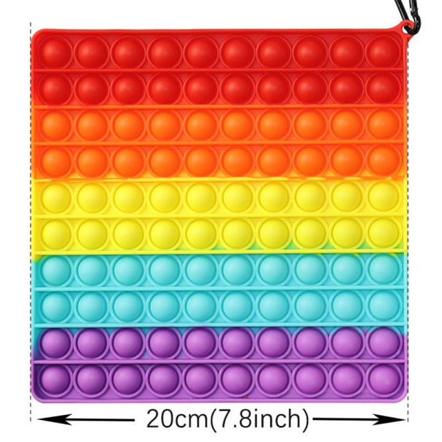 Big Size 40CM 50CM Rainbow Square Push Bubble Fidget Toys Adult Stress Relief Toy Antistress Squeeze Gift 20CM 30CM XL XXL XXXL