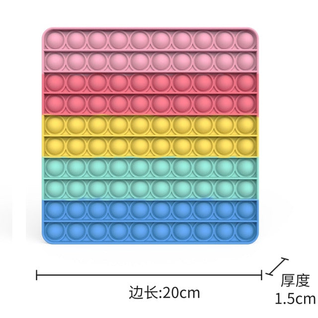 Big Size 40CM 50CM Rainbow Square Push Bubble Fidget Toys Adult Stress Relief Toy Antistress Squeeze Gift 20CM 30CM XL XXL XXXL