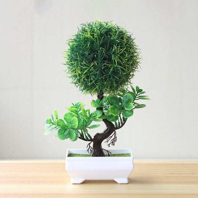 New Artificial Plants Pine Bonsai Small Tree Pot Plants Fake Flowers Potted Ornaments For Home Decoration Hotel Garden Decor
