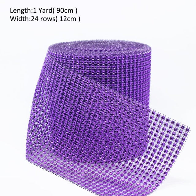 1 Roll 8/24 Rows Gold Silver Crystal Diamond Mesh Rhinestone Ribbon for Birthday Wedding DIY Decoration Cake Wrap Crystal Tulle