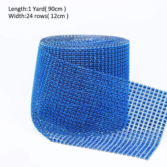 1 Roll 8/24 Rows Gold Silver Crystal Diamond Mesh Rhinestone Ribbon for Birthday Wedding DIY Decoration Cake Wrap Crystal Tulle