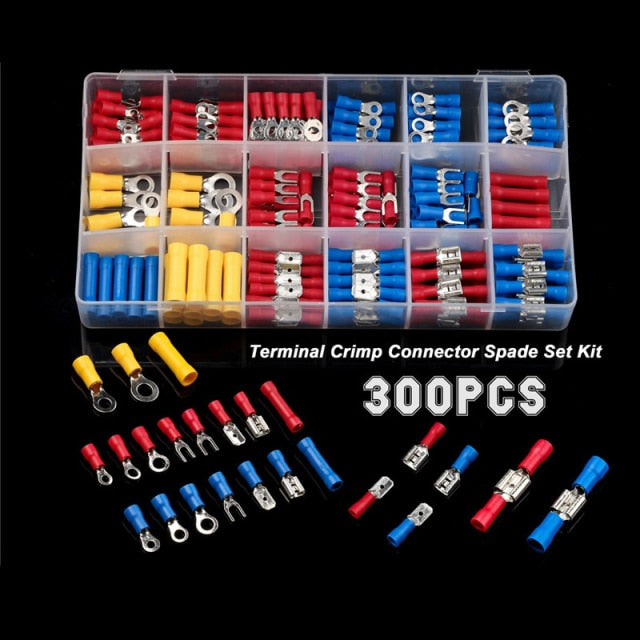 480/300/280Pcs Assorted Spade Terminals Insulated Cable Connector Electrical Wire Crimp Butt Ring Fork Set Ring Lugs Rolled Kit