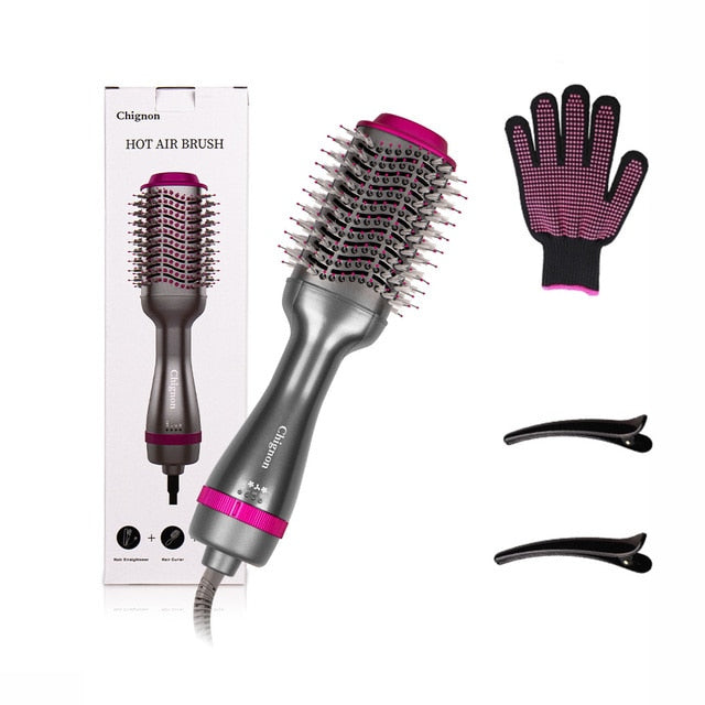 Hot Air Brush Multi-Function Hair Dryer Straightener Curler Comb One Step Professional Salon Hair Styler and Volumizer Ion Blow