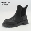 Taoffen Real Leather Ankle Boots For Women Fashion Platform Winter Shoes Woman Short Boot Office Lady Footwear Size 34-41