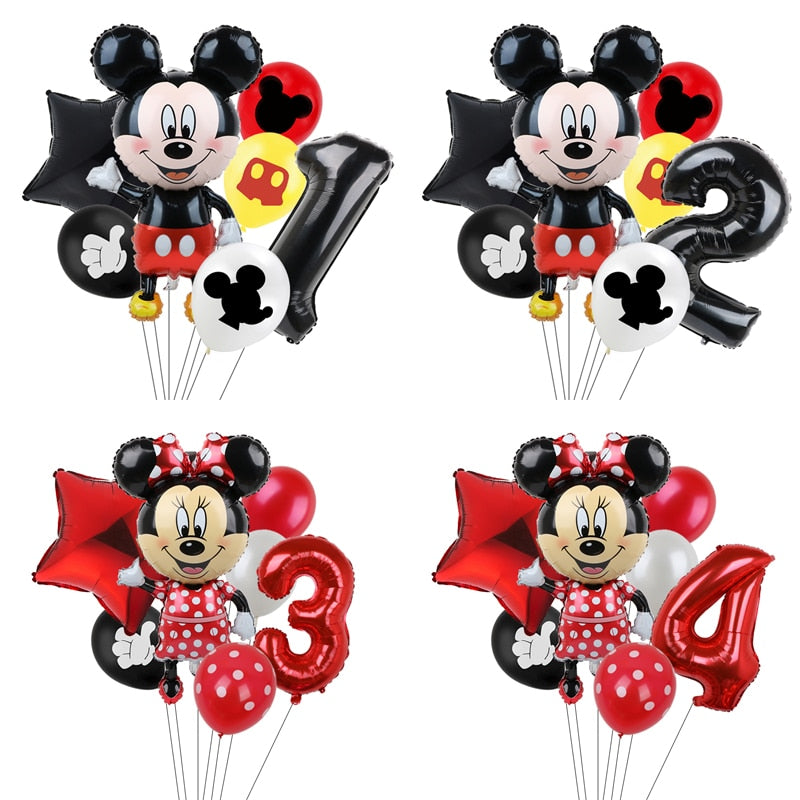 7pcs Disney Mickey Mouse Party Balloons Minnie Balloons 32" Number Balloon Baby Shower Birthday Party Decorations Kids Toy Gifts
