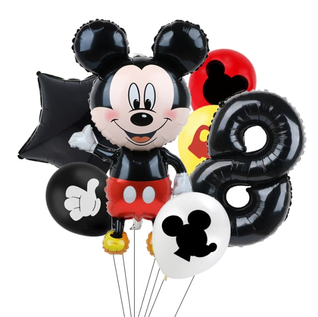 7pcs Disney Mickey Mouse Party Balloons Minnie Balloons 32" Number Balloon Baby Shower Birthday Party Decorations Kids Toy Gifts