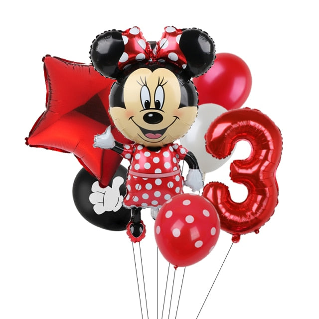 7pcs Disney Mickey Mouse Party Balloons Minnie Balloons 32" Number Balloon Baby Shower Birthday Party Decorations Kids Toy Gifts