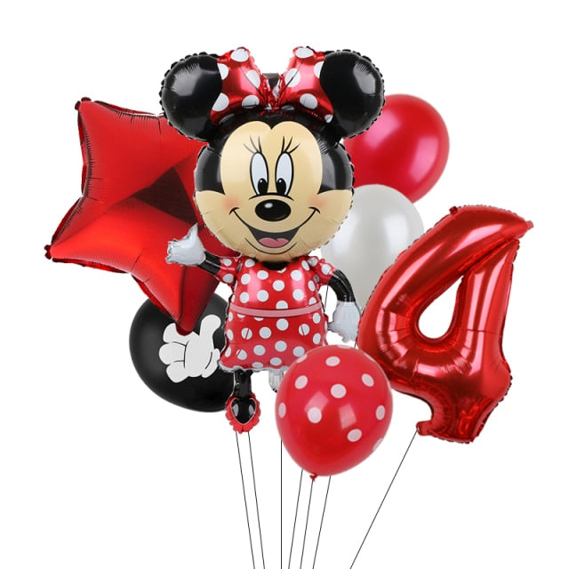 7pcs Disney Mickey Mouse Party Balloons Minnie Balloons 32" Number Balloon Baby Shower Birthday Party Decorations Kids Toy Gifts