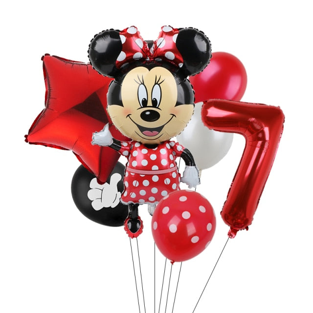 7pcs Disney Mickey Mouse Party Balloons Minnie Balloons 32" Number Balloon Baby Shower Birthday Party Decorations Kids Toy Gifts