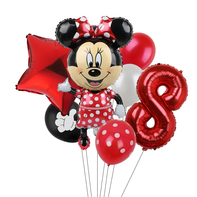 7pcs Disney Mickey Mouse Party Balloons Minnie Balloons 32" Number Balloon Baby Shower Birthday Party Decorations Kids Toy Gifts
