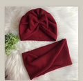 Baby Cotton Hat  Autumn Winter Children's Scarf Hat Sets  Bowknot Ear Baby Girl Boy Warm Beanies