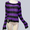 Punk Gothic Long Unisex Sweater 2020 Summer Women Striped Cool Hollow Out Hole Broken Jumper Loose Rock Thin Dark Streetwear Top