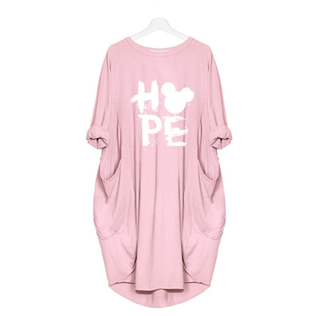 Mickey Mouse Dress for Women Casual Loose Midi Dresses Leopard Print Pocket Vintage Vestido Fall Maxi Clothes Party Robe Femme