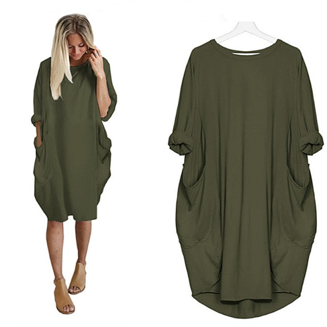 Mickey Mouse Dress for Women Casual Loose Midi Dresses Leopard Print Pocket Vintage Vestido Fall Maxi Clothes Party Robe Femme