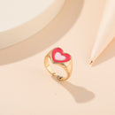 Wholesale Jewelry New Colorful Ring for Women Glossy Dripping Love Heart Rings Peach Heart Ring Exquisite Wild Trend Jewelry