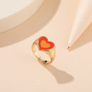 Wholesale Jewelry New Colorful Ring for Women Glossy Dripping Love Heart Rings Peach Heart Ring Exquisite Wild Trend Jewelry