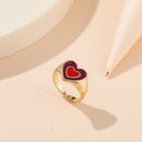 Wholesale Jewelry New Colorful Ring for Women Glossy Dripping Love Heart Rings Peach Heart Ring Exquisite Wild Trend Jewelry