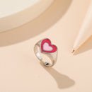 Wholesale Jewelry New Colorful Ring for Women Glossy Dripping Love Heart Rings Peach Heart Ring Exquisite Wild Trend Jewelry