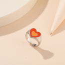 Wholesale Jewelry New Colorful Ring for Women Glossy Dripping Love Heart Rings Peach Heart Ring Exquisite Wild Trend Jewelry