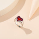Wholesale Jewelry New Colorful Ring for Women Glossy Dripping Love Heart Rings Peach Heart Ring Exquisite Wild Trend Jewelry