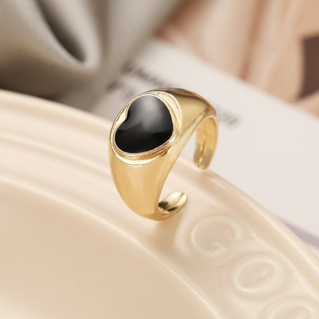 Wholesale Jewelry New Colorful Ring for Women Glossy Dripping Love Heart Rings Peach Heart Ring Exquisite Wild Trend Jewelry