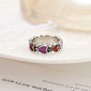 Wholesale Jewelry New Colorful Ring for Women Glossy Dripping Love Heart Rings Peach Heart Ring Exquisite Wild Trend Jewelry