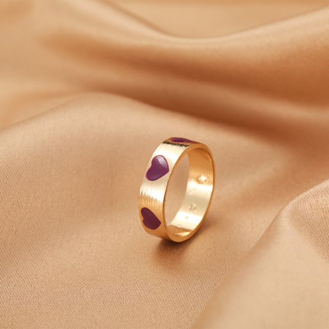 Wholesale Jewelry New Colorful Ring for Women Glossy Dripping Love Heart Rings Peach Heart Ring Exquisite Wild Trend Jewelry