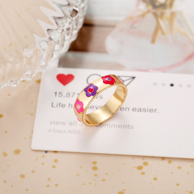 Wholesale Jewelry New Colorful Ring for Women Glossy Dripping Love Heart Rings Peach Heart Ring Exquisite Wild Trend Jewelry