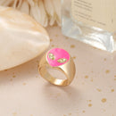 Wholesale Jewelry New Colorful Ring for Women Glossy Dripping Love Heart Rings Peach Heart Ring Exquisite Wild Trend Jewelry