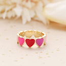 Wholesale Jewelry New Colorful Ring for Women Glossy Dripping Love Heart Rings Peach Heart Ring Exquisite Wild Trend Jewelry