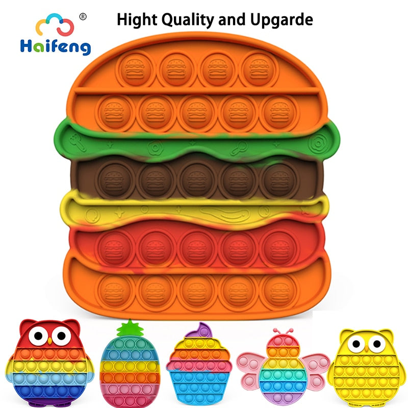 NEW Fidget Toys Antistress Toy for Children Kit Kawaii Push Bubble Sensory Toy Hamburger Figet Toy For Adult It Is Free Shipping