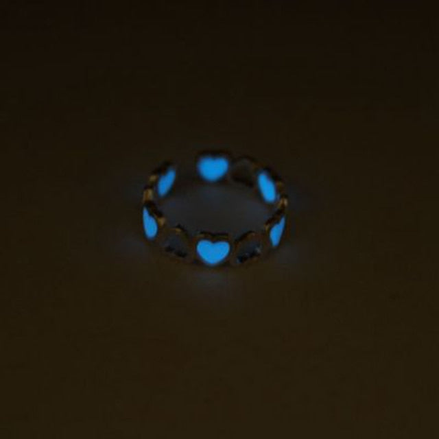 1 pcs Couple Luminous Finger Rings for Women Men Glowing In Dark Heart Lover Wedding Bands Women Girls Jewelry Gift Accessories