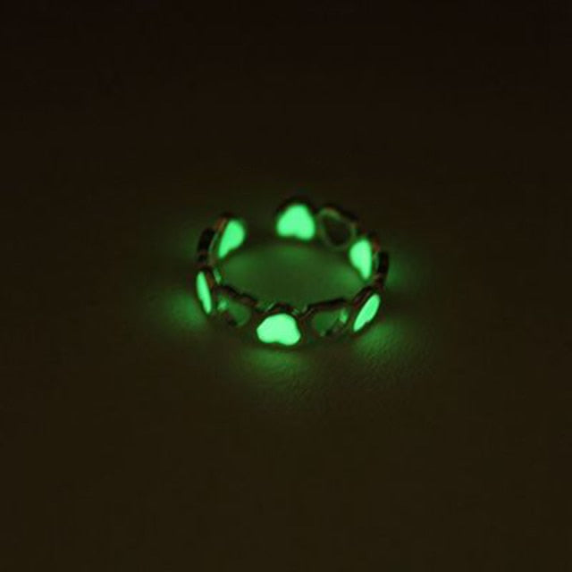 1 pcs Couple Luminous Finger Rings for Women Men Glowing In Dark Heart Lover Wedding Bands Women Girls Jewelry Gift Accessories