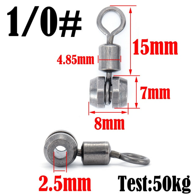 10pcs Fishing Swivels 3-way Stainless Steel Fishing Connector Rolling Bearing Swivel Hook for Carp Tackle Accessories tool