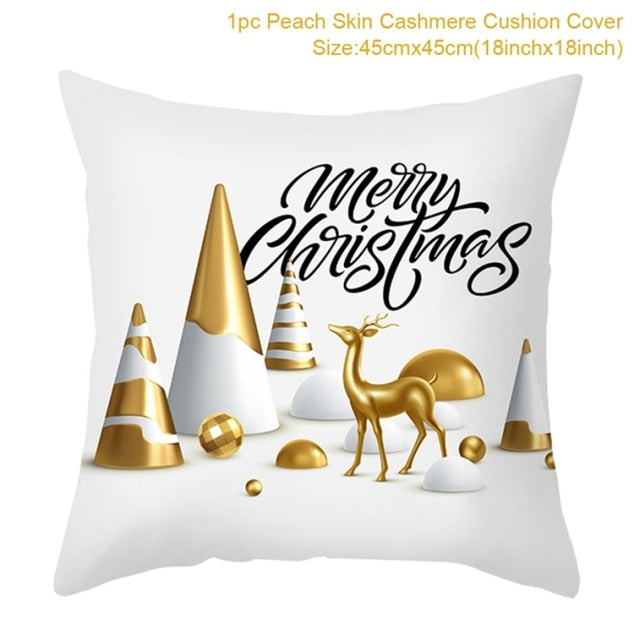 Christmas Cushion Cover Merry Christmas Decorations For Home 2021 Cristmas Ornament Pillow Case Xmas Navidad Gifts New Year 2022