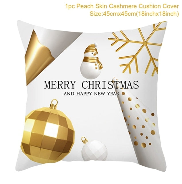 Christmas Cushion Cover Merry Christmas Decorations For Home 2021 Cristmas Ornament Pillow Case Xmas Navidad Gifts New Year 2022