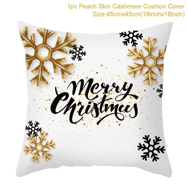 Christmas Cushion Cover Merry Christmas Decorations For Home 2021 Cristmas Ornament Pillow Case Xmas Navidad Gifts New Year 2022