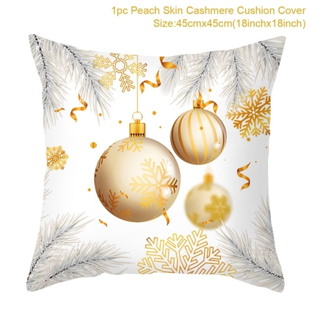 Christmas Cushion Cover Merry Christmas Decorations For Home 2021 Cristmas Ornament Pillow Case Xmas Navidad Gifts New Year 2022
