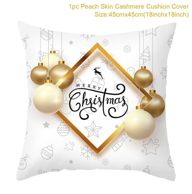 Christmas Cushion Cover Merry Christmas Decorations For Home 2021 Cristmas Ornament Pillow Case Xmas Navidad Gifts New Year 2022